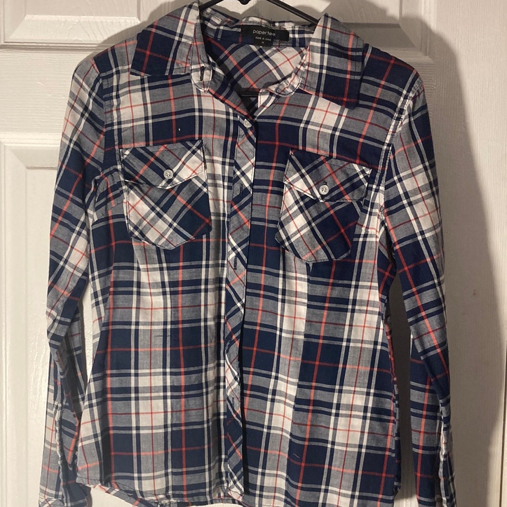 plaid button up long sleeve